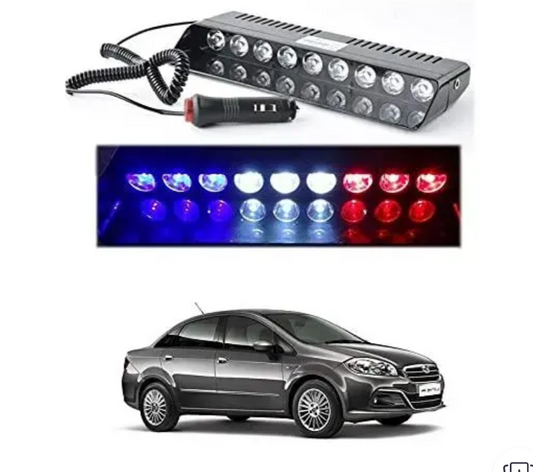 Waterproof 9 LED Red Blue And White Police Flashing Light for all Cars- Material: Metal & Plastic, 1 Unit