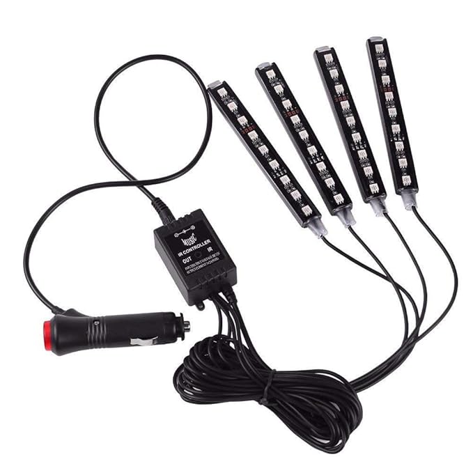 RGB LED Car Interior Strip Light Kit – Multicolor Atmosphere Lights  4X9