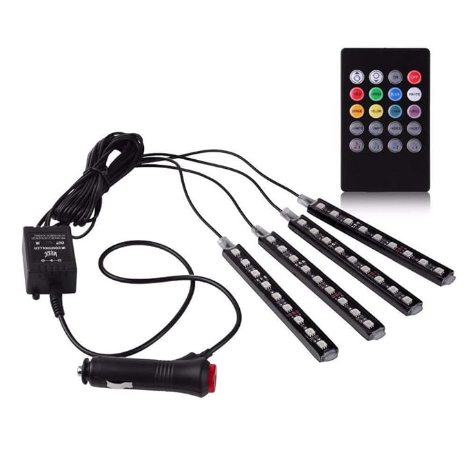 RGB LED Car Interior Strip Light Kit – Multicolor Atmosphere Lights  4X9