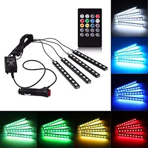 RGB LED Car Interior Strip Light Kit – Multicolor Atmosphere Lights  4X9